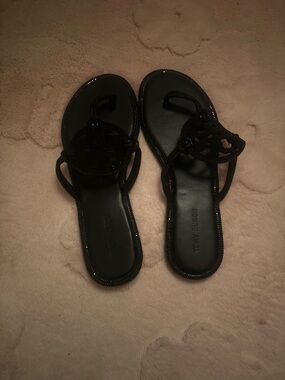 Tory Burch Black Logo Jelly Sandals